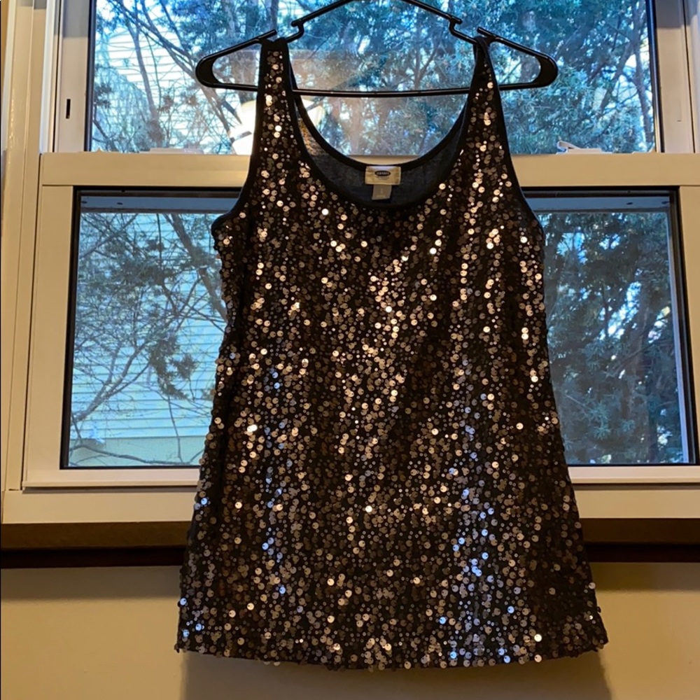 Charcoal sequin front tank
